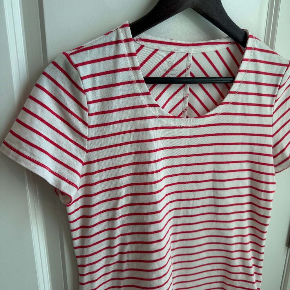 Talbots Striped Top Women's Medium Top Pink & White Blouse MP